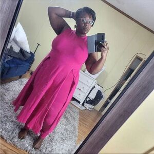 Elegant Pink Sleeveless 2 piece set with leggings